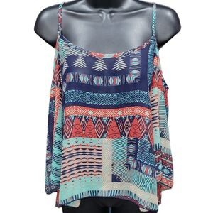 Nabee aztec print longer sleeved cold-shoulder blouse Size M